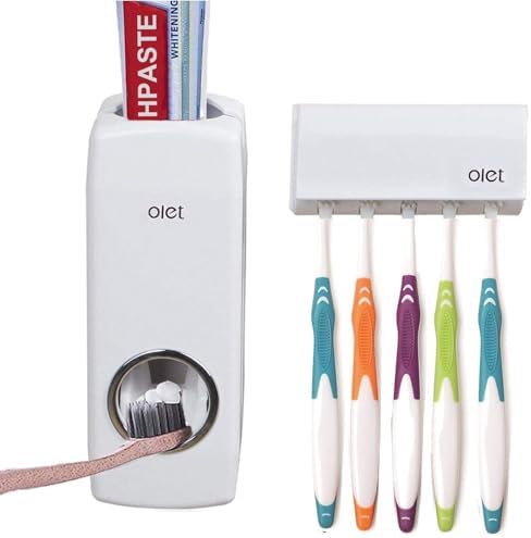 Automatic Toothpaste Dispenser with 5-Slot Toothbrush Holder
