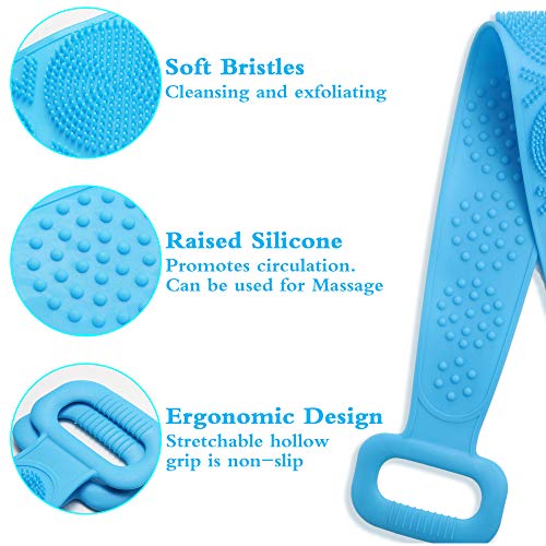 Silicone Bath Belt Exfoliating Back Scrubber for Shower