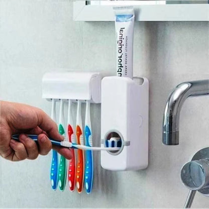 Automatic Toothpaste Dispenser with 5-Slot Toothbrush Holder