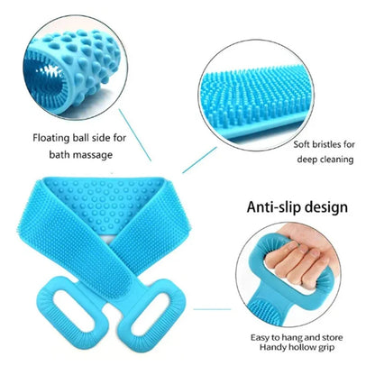 Silicone Bath Belt Exfoliating Back Scrubber for Shower