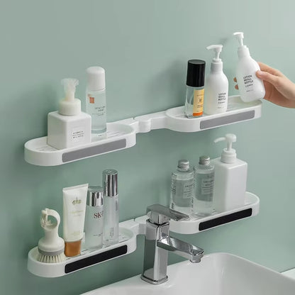 4-Piece Bathroom Essentials Pack (Toothpaste Dispenser + Shower Back Scrubber + Bathroom Storage Rack + Soap Box)